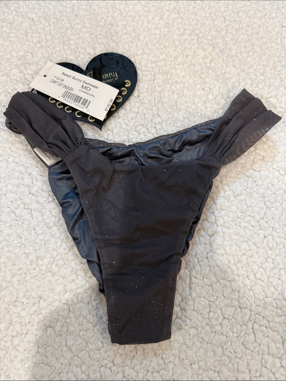 Beach Bunny Charcoal Glitter Girls Bikini Bottoms